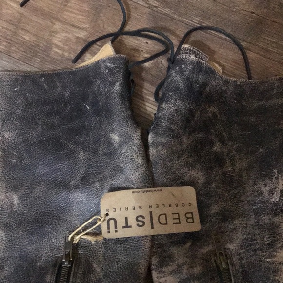 Bed stu Manchester leather boots Lace up black lux - Picture 7 of 8